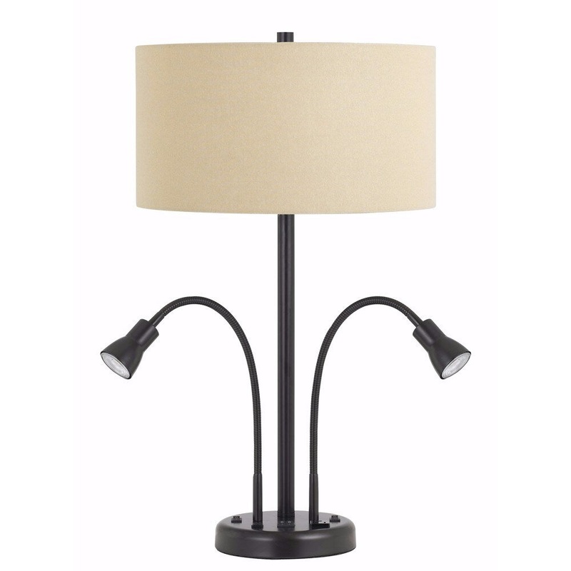 Metal Desk Lamp with LED Gooseneck Reading Lamp and USB/Power Outlet