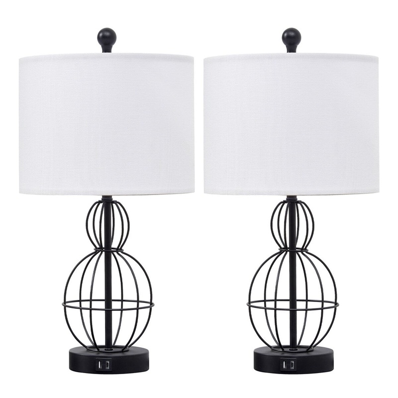 Metal Desk Lamp with USB Port (Set of 2)