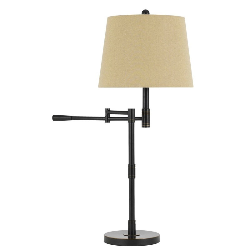 Monticello Oil-rubbed Bronze Finish Metal Swing Arm Table/Desk Lamp with Burlap Shade