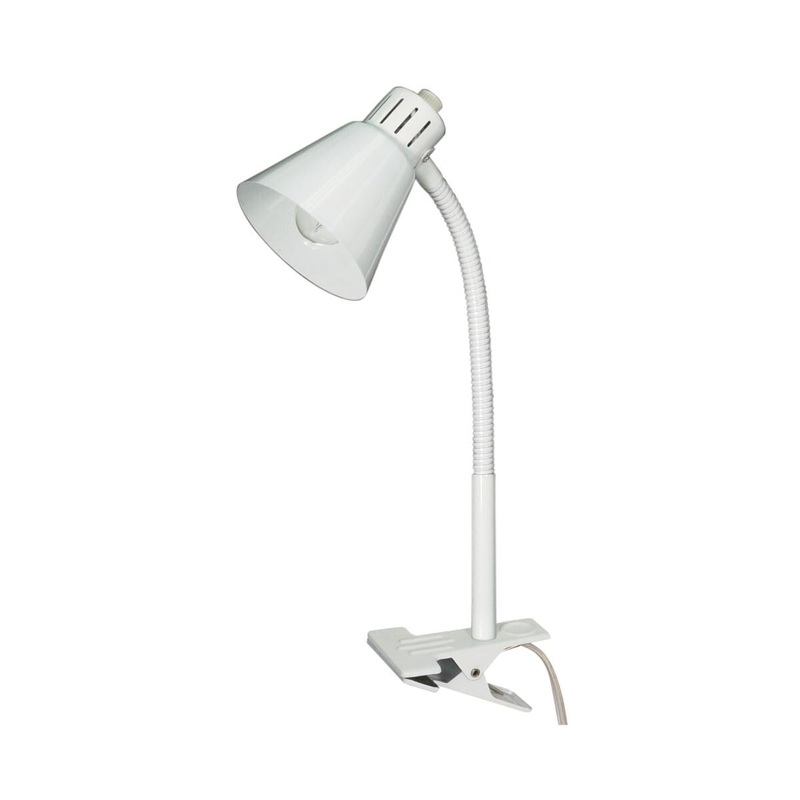 Satco 13"H 1 Light Clip-On Gooseneck White Clamp Desk Lamp - N/A