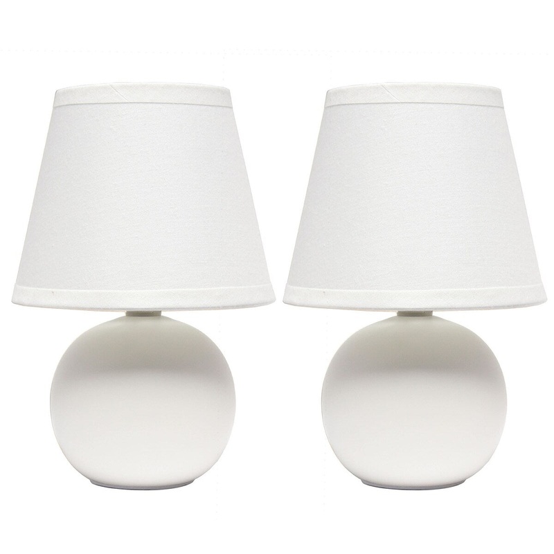 Creekwood 8.66" Petite Ceramic Orb Base Bedside Desk Lamp, Set of 2 - Off White - 12.20x6.29x8.26