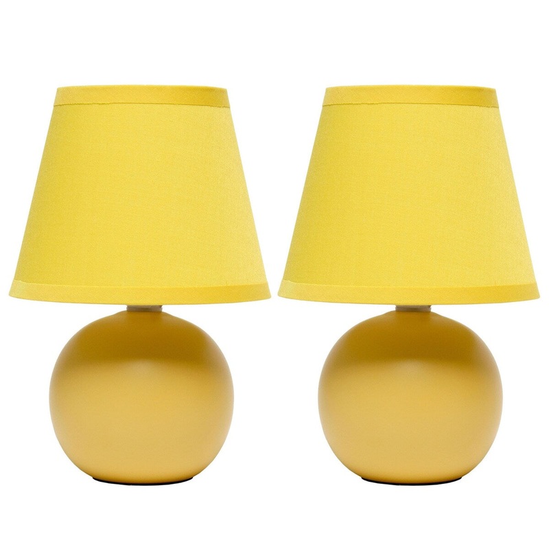 Creekwood 8.66" Petite Ceramic Orb Base Table Desk Lamp, Two Pack Set - Yellow - 12.20x6.29x8.26
