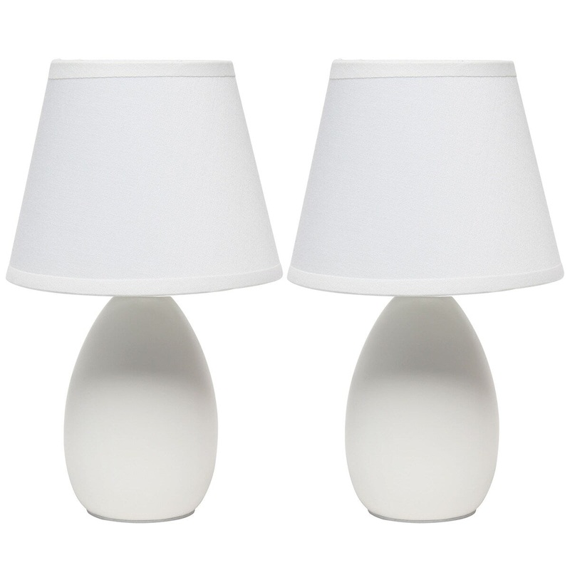 Creekwood 9.45" Ceramic Oblong Bedside Table Desk Lamp, Two Pack Set - Off White - 12.20x6.29x8.07