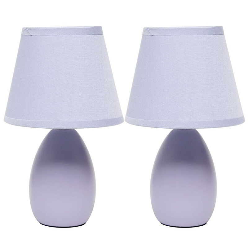 Creekwood 9.45" Petite Ceramic Oblong Bedside Table Desk Lamp Set of 2 - Purple - 12.20x6.29x8.07