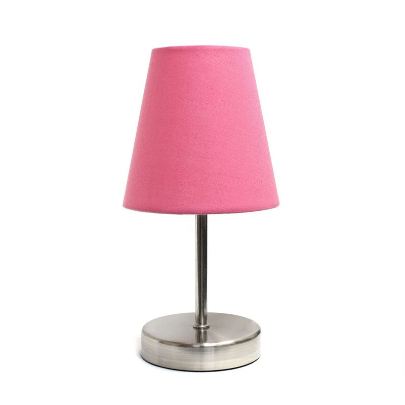 Creekwood Home 10.5" Traditional Metal Stick Bedside Table Desk Lamp - Sand Nickel/Pink - 6x6x9.5