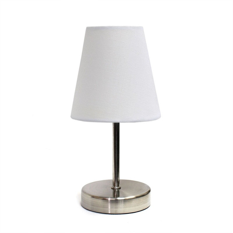 Creekwood Home Nauru 10.5" Petite Metal Stick Bedside Table Desk Lamp - Sand Nickel/White - 6x6x9.5