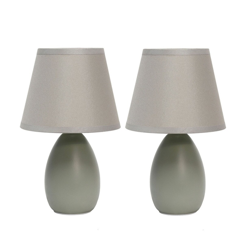 Creekwood Home Nauru 9.45" Oblong Bedside Table Desk Lamp Two Pack Set - Gray - 12.20x6.29x8.07
