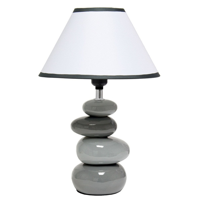 Creekwood Home Priva 14.7" Ceramic Stacking Stones Desk Lamp - Gray - 11x10.75x14.25