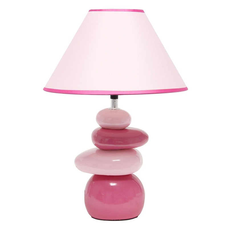 Creekwood Home Priva 17.25" Ceramic Stacking Stones Table Lamp - Pink - 13x12.75x16