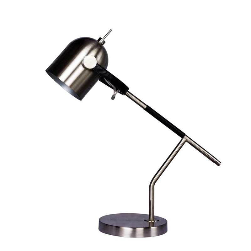 Fangio Lighting's m.r.1583BS 20.5" Leather & Brushed Steel Task Lamp