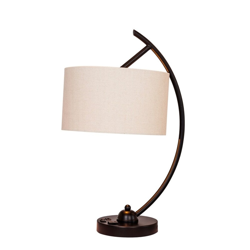 Fangio Lighting's m.r.1584 23.5" Black Arch Task Lamp (1 USB/1 Outlet)