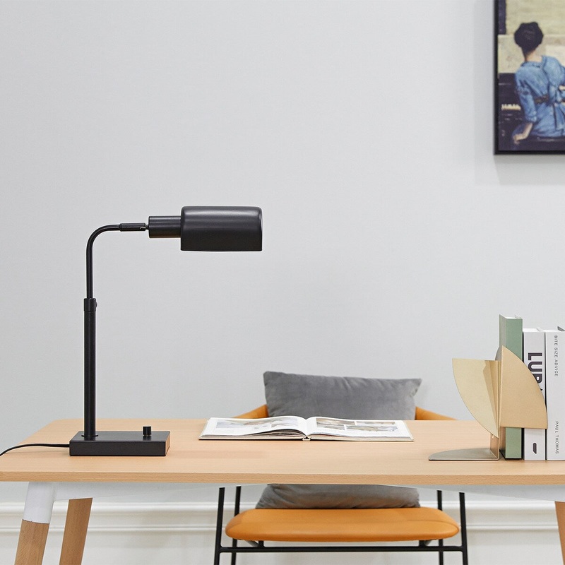 Lucca 18" Matte Black Adjustable Height 2.1A USB Port Desk Lamp