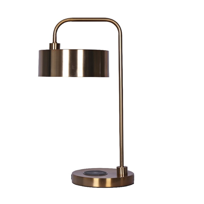 Metal 18" Desk Lamp withusb & Wireless Charger, Gold 18.0"H - 8.0" x 12.0" x 18.0"