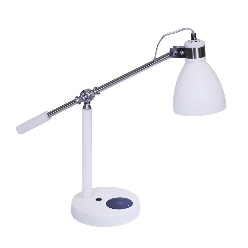 Metal 22" Table Lamp With Usb & Wireless Charger, White