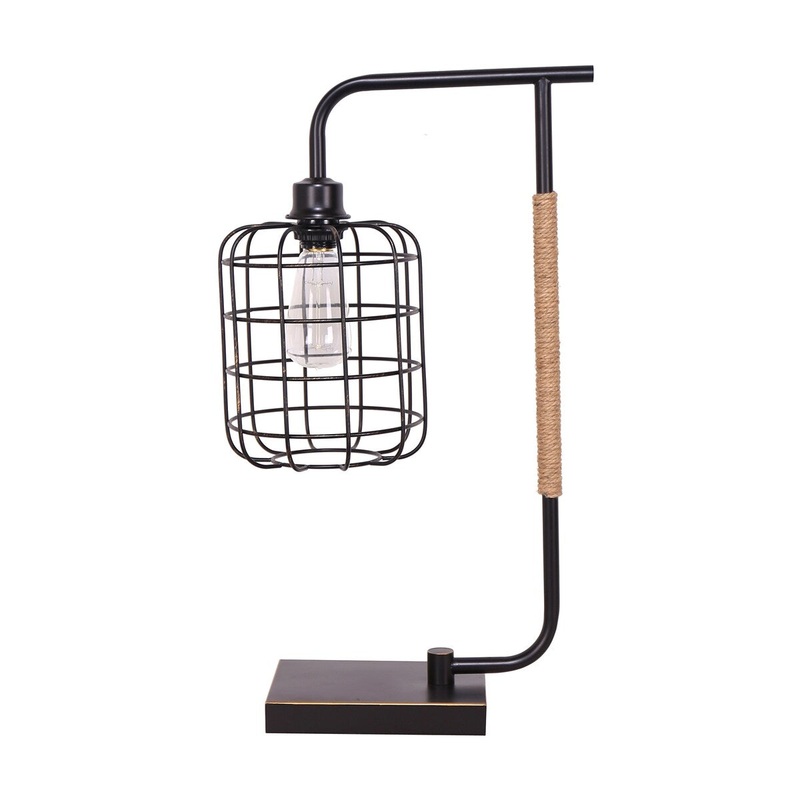 Metal 22" Task Lamp withcage Shade, Black - 22"H - 7.0" x 13.0" x 22.0"