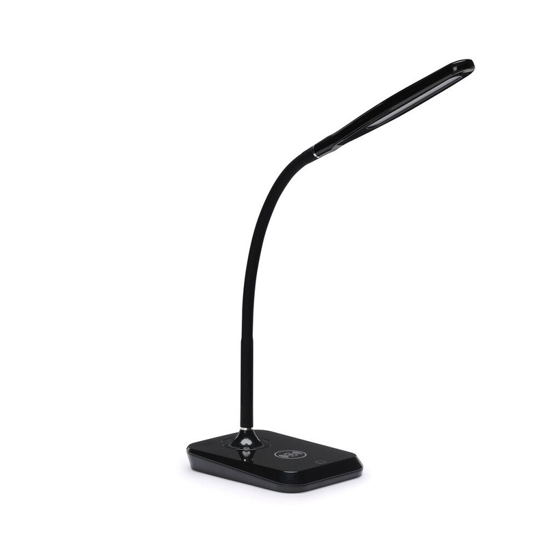 OFM 4015-BLK LED Desk Lamp with Touch Activated Switch and Integrated Wireless Charging Station, Black