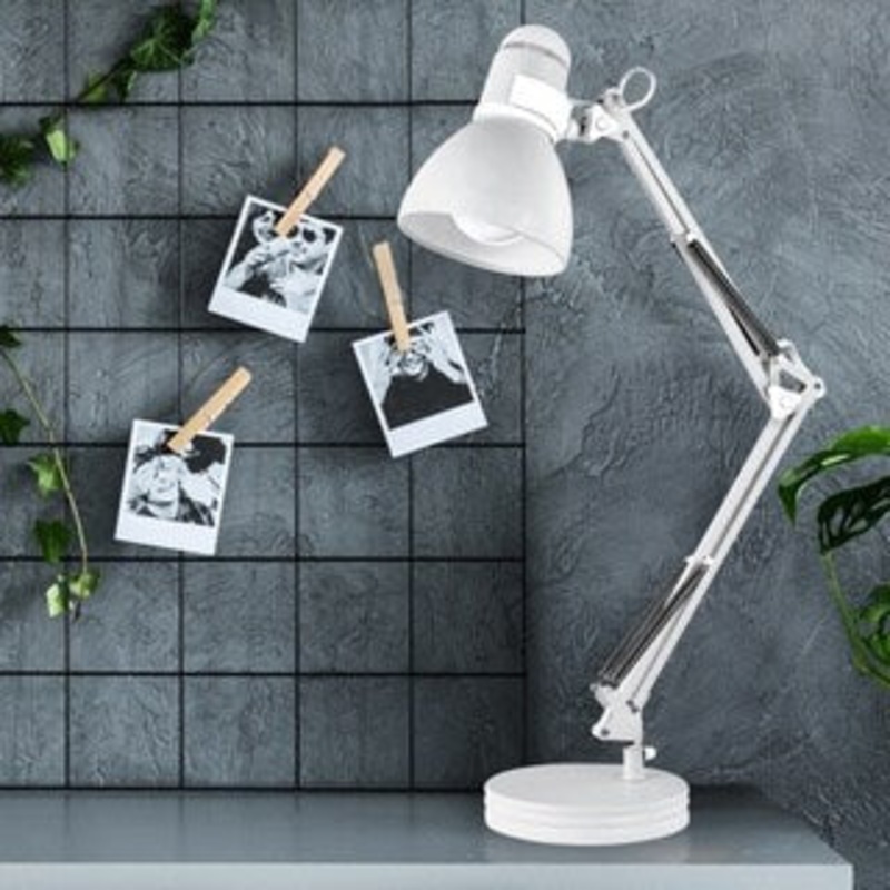 Porch & Den Arrington Matte White 28-inch Swing Arm Desk Lamp