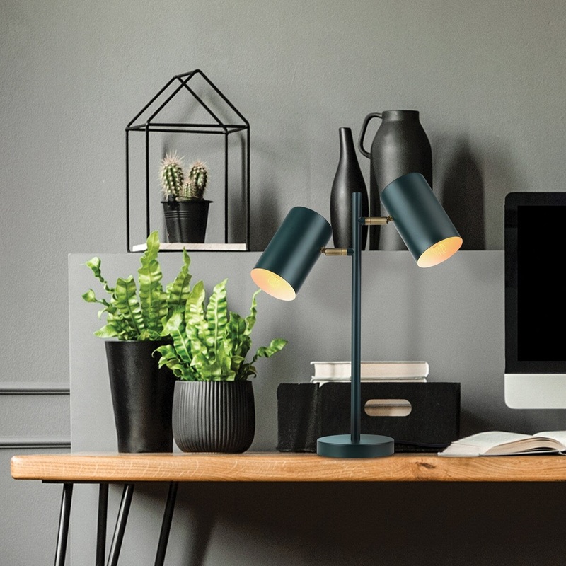 Pratt 20" 2-Light Matte Forest Green Desk Lamp - one size