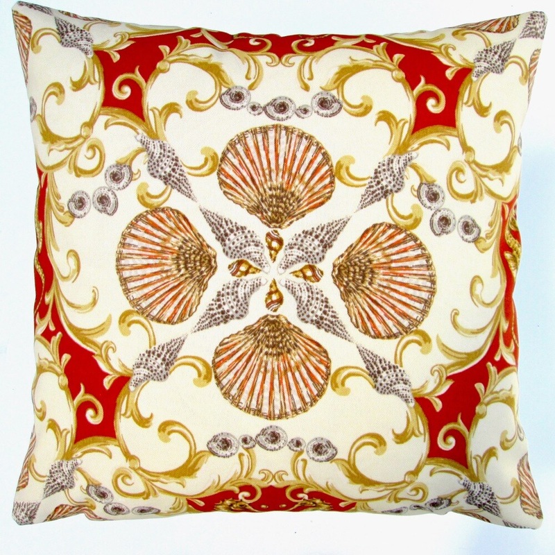 Artisan Pillows Indoor/ Outdoor 18-inch Orange Red Seashell Seahorse Coastal Living Beach House Throw Pillow Cover (Set of 2)