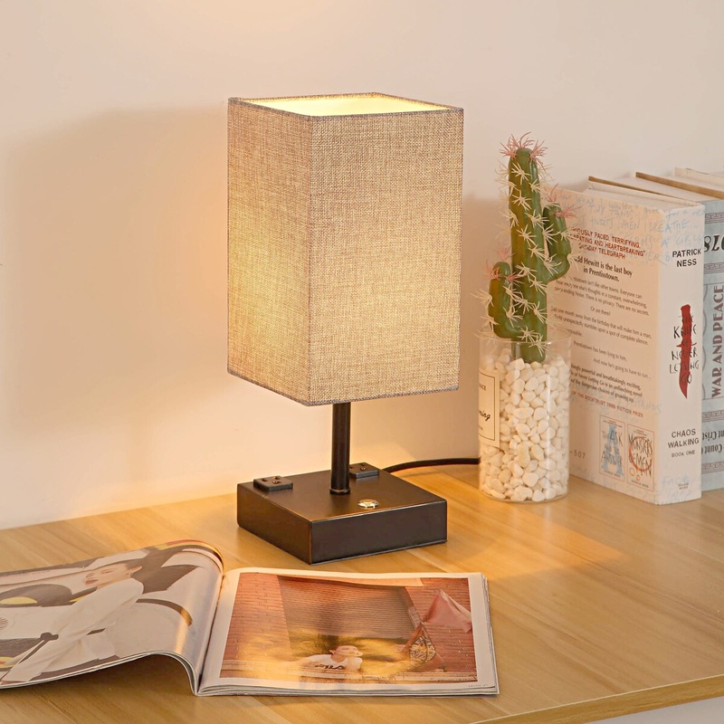 Cedar Hill 15 in. Black Desk lamp with Charging outlet and USB port