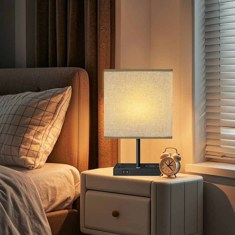 Cedar Hill 17 in. Wireless charging Table Lamp with USB Port