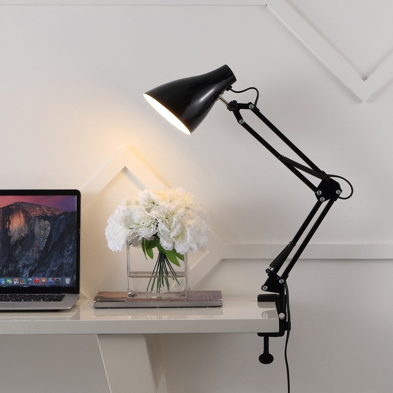 Hugo 28.5" Classic Industrial Adjustable Articulated Clamp-On LED Task Lamp, by JONATHAN Y