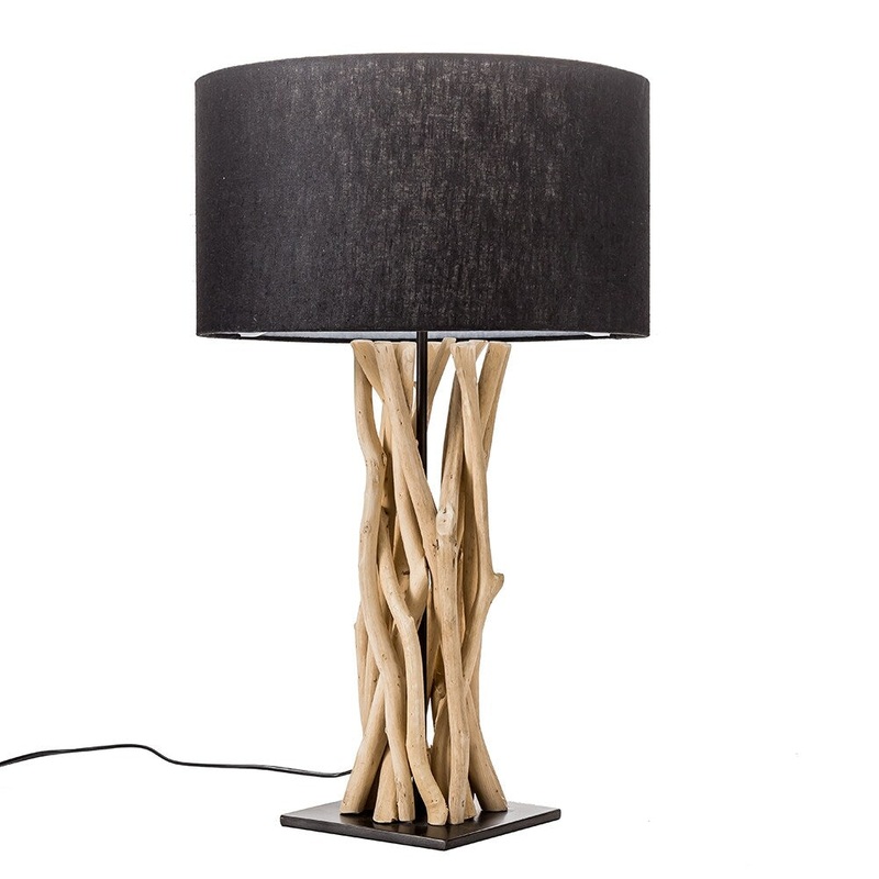Modern Home Driftwood Nautical Wooden Table Lamp w/Block Base - Light for Seaside/Beach House/Ocean Theme Decor