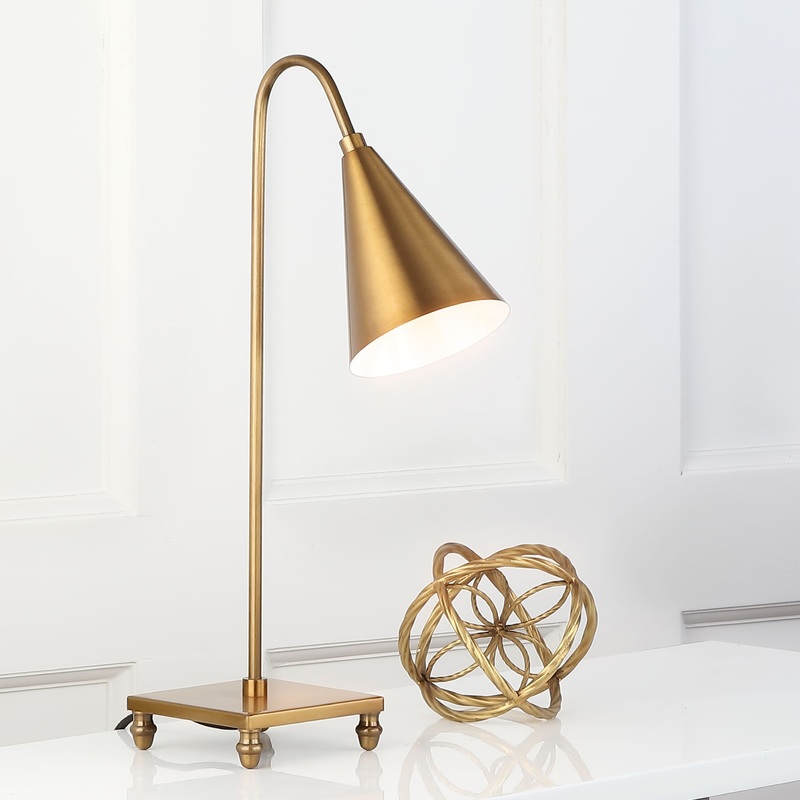 SAFAVIEH Lighting Nonita 20-inch Modern Gold Task Table Lamp - 11.5" x 5.25" x 20" - 12Wx5Dx20H
