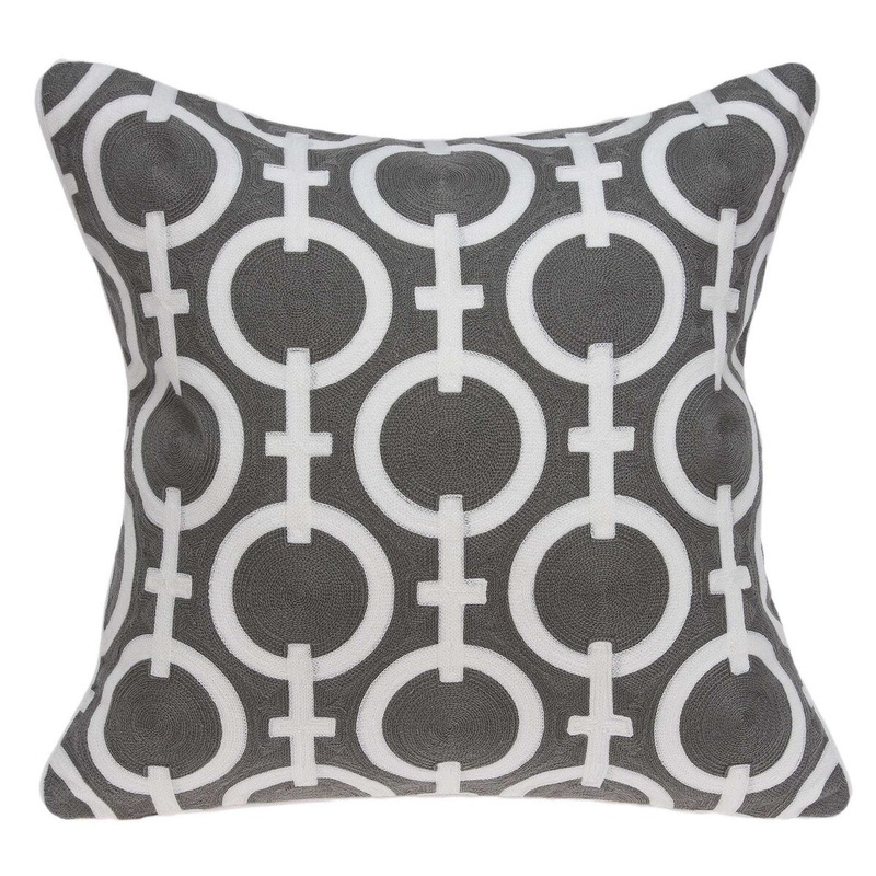 20" x 0.5" x 20" Transitional Gray and White Cotton Pillow Cover