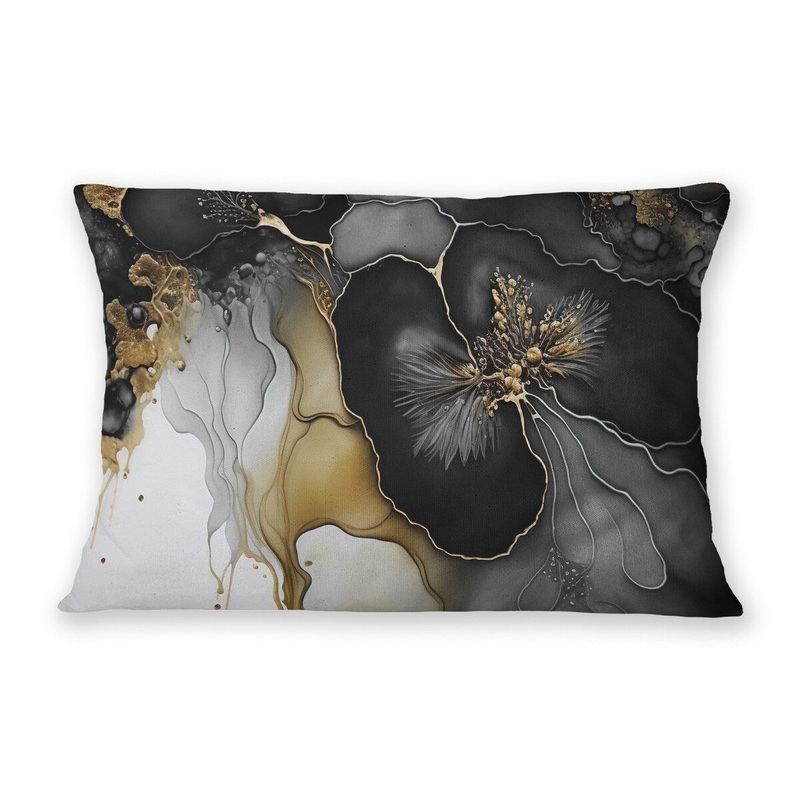 ALCHEMY CHARCOAL Lumbar Pillow By Marina Gutierrez