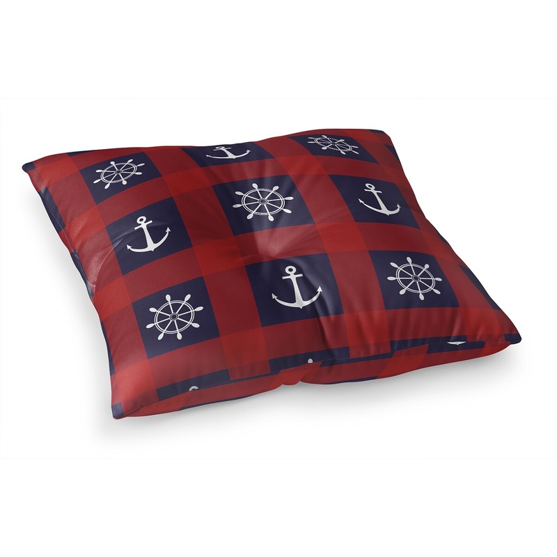 ANCHOR GALORE NAVY AND RED Floor Pillow By Kavka Designs