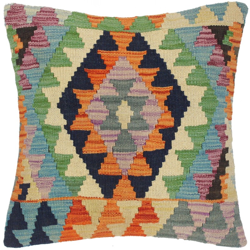 Bohemian Bulah Hand-Woven Turkish Kilim Throw Pillow