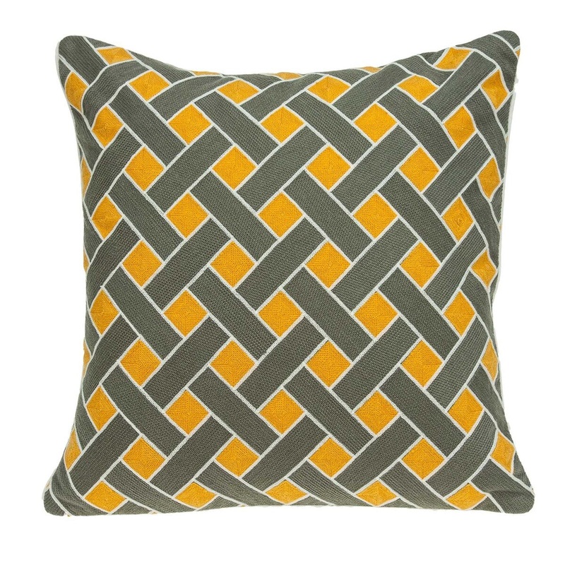 20" x 0.5" x 20" Transitional Gray Orange and White Pillow Cover