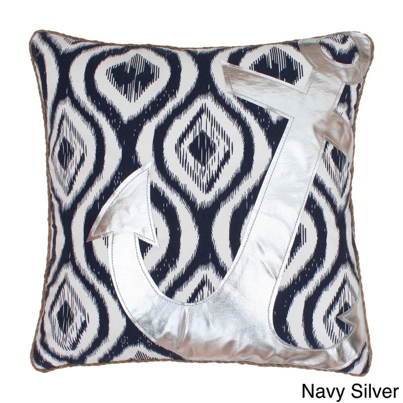 Ali Anchor Applique Feather Filled Throw Pillow