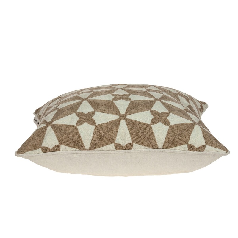 20" x 7" x 20" Cool Transitional Beige and White Pillow Cover With Down Insert