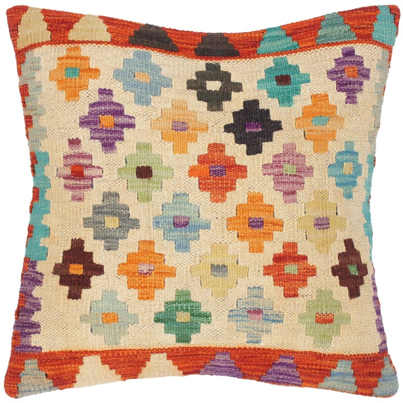 Bauhaus Tobias Hand-Woven Turkish Kilim Throw Pillow