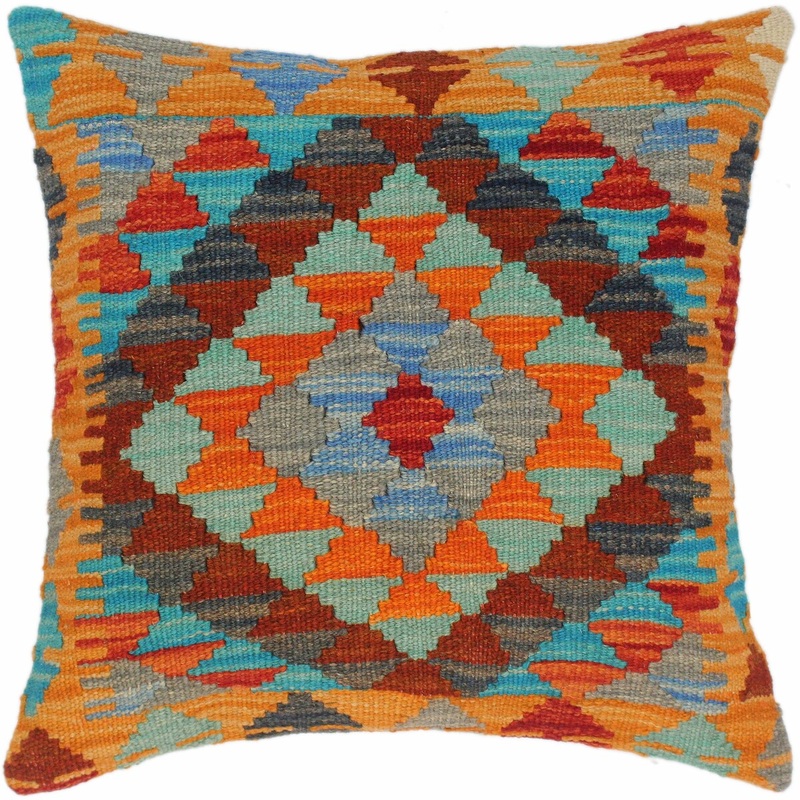Bohemian Merilyn Hand-Woven Turkish Kilim Pillow 17 in. x 18 in.