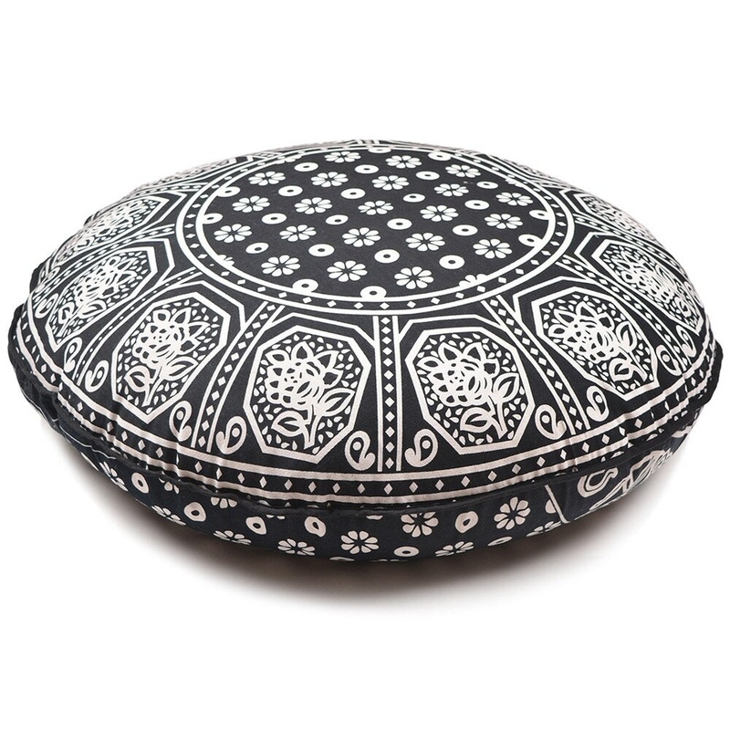 Black & White Throw Decorative Floor Pillow Cushion Cover Mandala