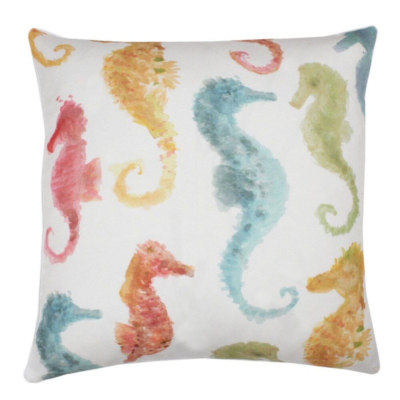 20x20 Jackie Feather and Down Filled Seahorse Throw Pillow