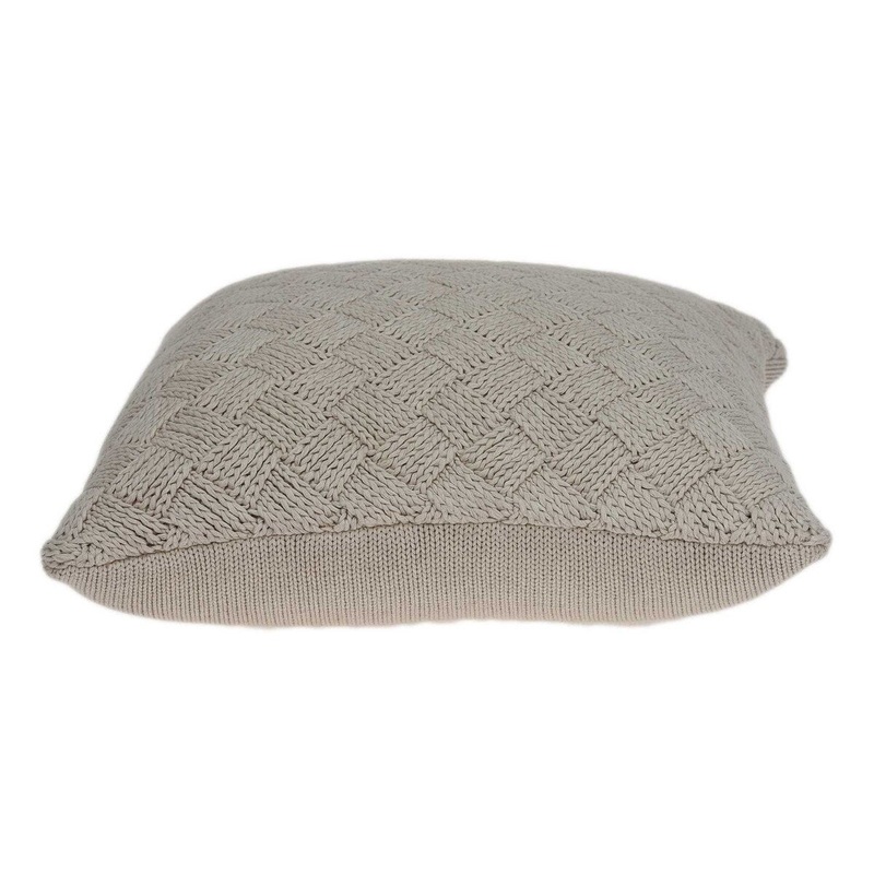 20" x 7" x 20" Clean Transitional Beige Accent Pillow Cover With Down Insert