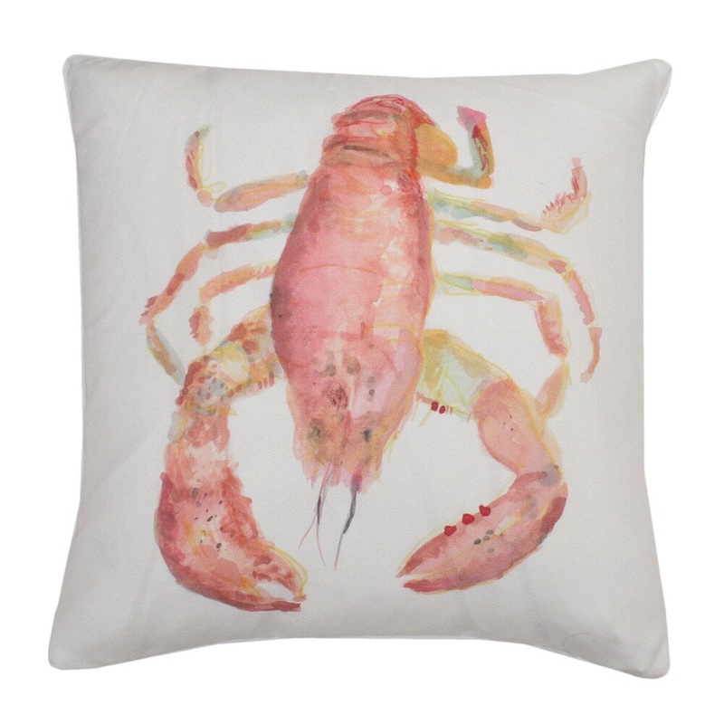 20x20 Stacey Watercolor Feather Fill Lobster Pillow