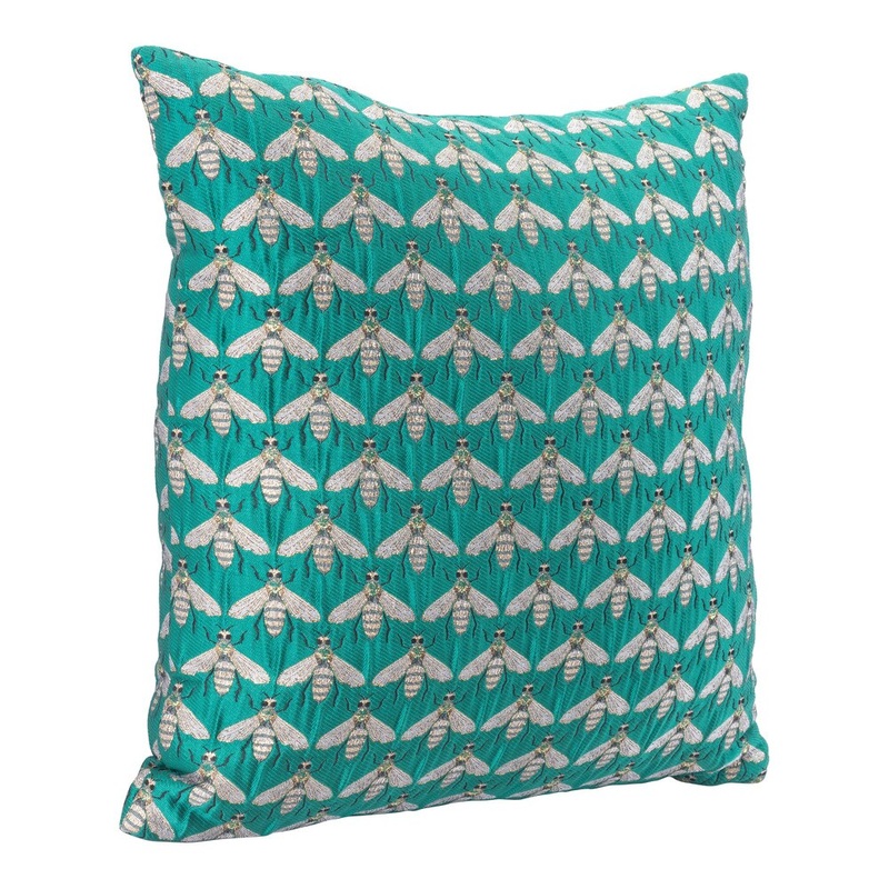Bees Verdigrin Pillow Green
