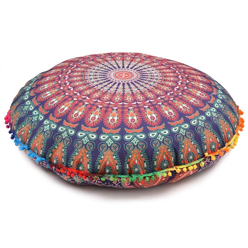 Blue Throw Decorative Floor Pillow Cushion Cover Mandala