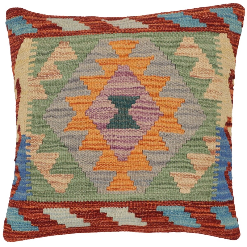 Bohemian Olson Turkish Hand-Woven Kilim Pillow - 18'' x 18''