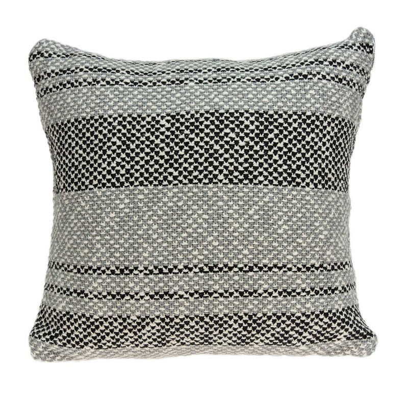 20" x 7" x 20" Clean Transitional Gray Cotton Pillow Cover With Down Insert