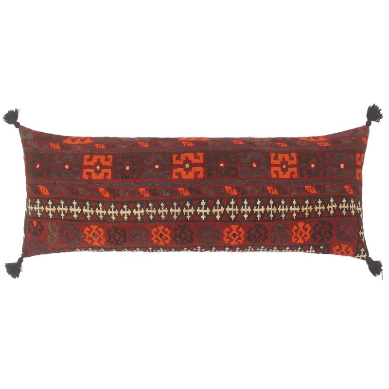 Antique Turkish Tribal Laird Kilim Lumbar Pillow