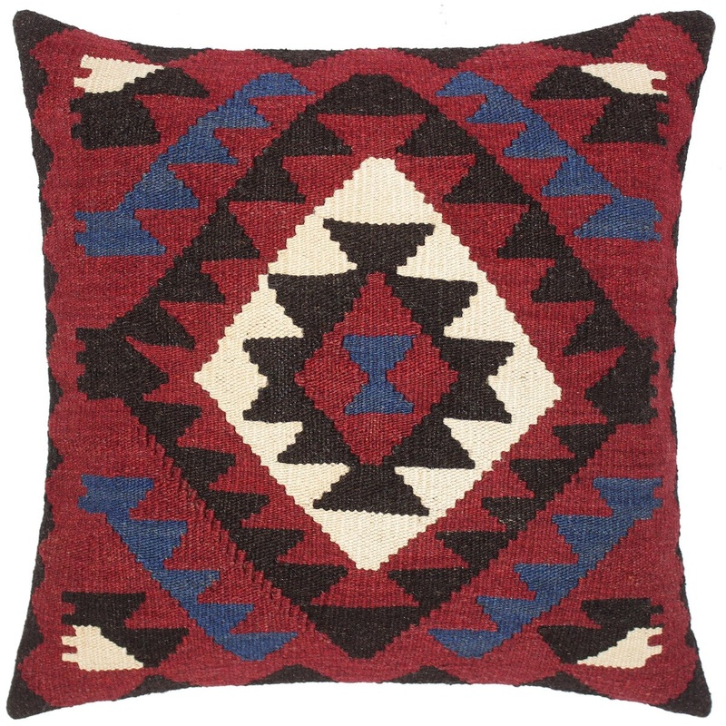 Bauhaus Marshall Hand-Woven Turkish Kilim Throw Pillow 20 in. x 20 in.