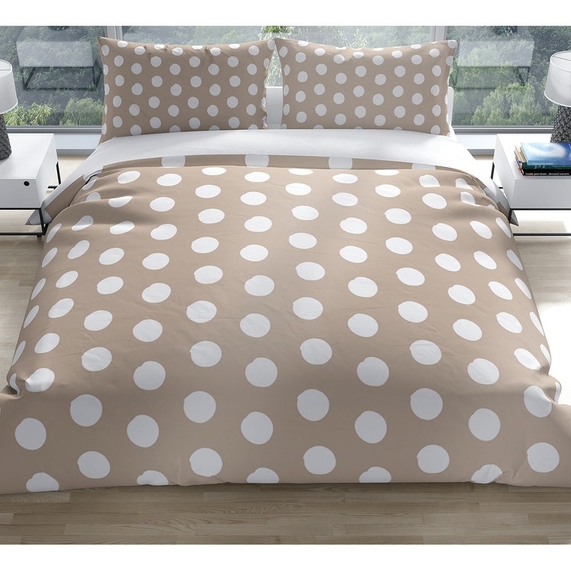 BIG POLKA DOTS TAN Pillow Case By Kavka Designs - N/A