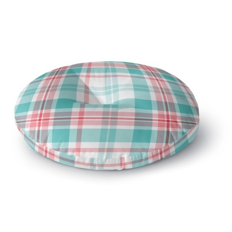 BLUE AND PINK SQUARES PLAID Floor Pillow By Kavka Designs