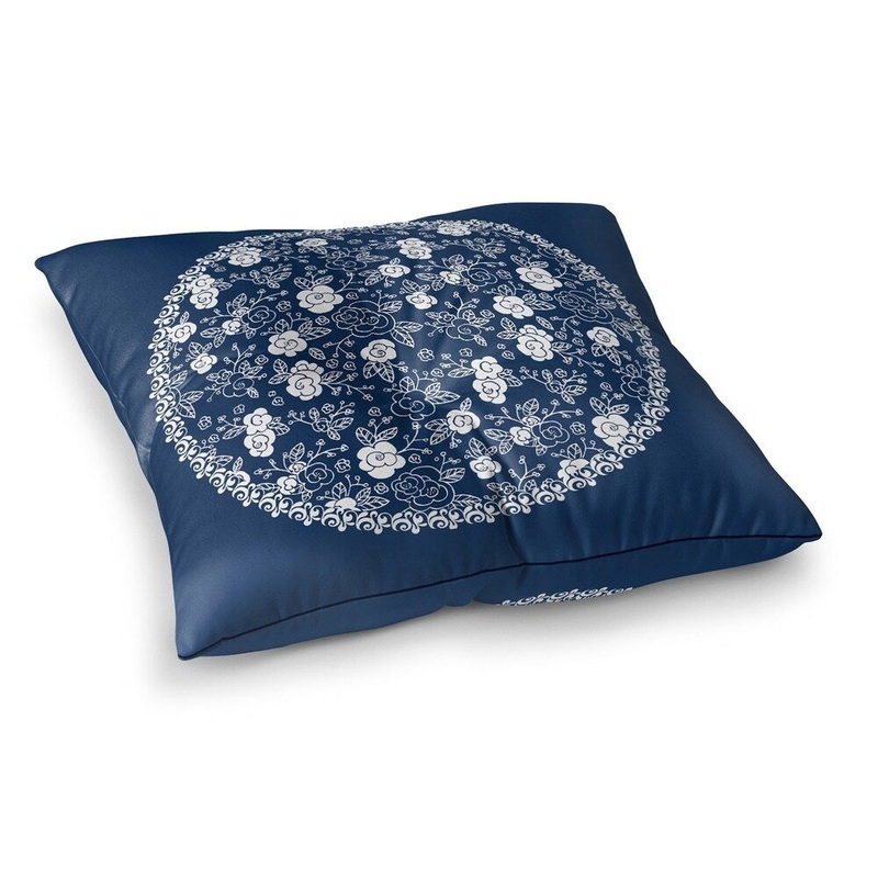 Blue Floral Floor Pillow